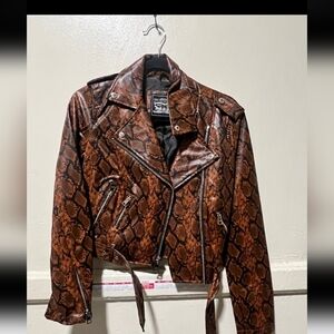 Levi's Brown Snake Print Leather Jacket